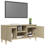 vidaXL Meuble TV avec pieds en bois massif Chêne sonoma 103 5x35x50 cm