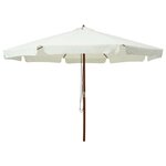 vidaXL Parasol d’extérieur avec mât en bois 330 cm blanc sable