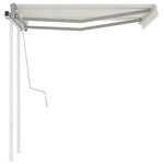 vidaXL Auvent manuel rétractable avec poteaux 3x2 5 m Crème