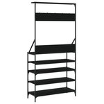 vidaXL Porte-vêtements et rangement des chaussures noir 90x34x184 cm