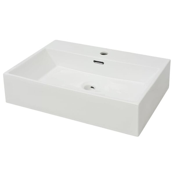 vidaXL Vasque avec trou de robinet en céramique Blanc 60 5x42 5x14 5cm