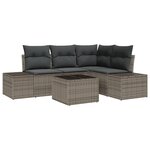 vidaXL Ensemble de Canapé de Jardin de 4 Pièces avec Coussins Gris Rattan Poly