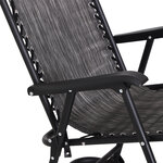 Fauteuil à bascule rocking chair pliable de jardin dim. 94L x 64l x 110H cm acier époxy textilène gris chiné