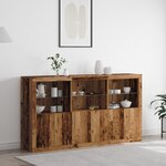 vidaXL Buffet avec lumières LED Bois ancien 181 5 x 37 x 100 cm