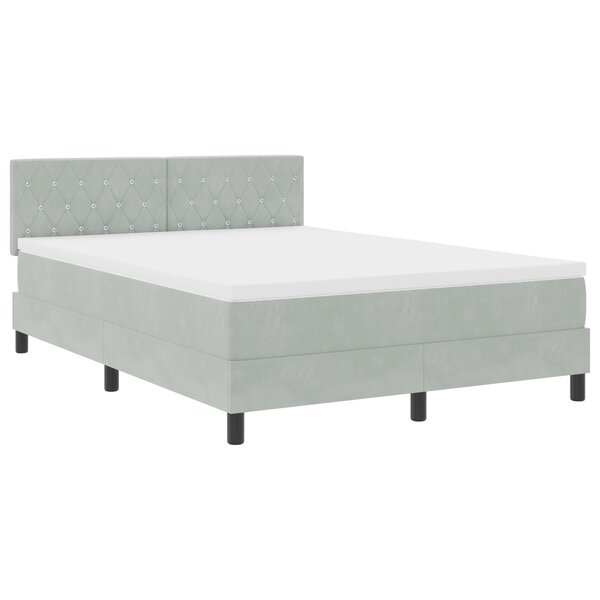 lit box avec matelas vidaXL gris clair 140x190 cm velours