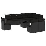 vidaXL Salon de jardin 11 Pièces avec coussins noir résine tressée