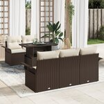 Ensemble de 6 pièces de canapés de jardin avec coussins en rotin poly marron