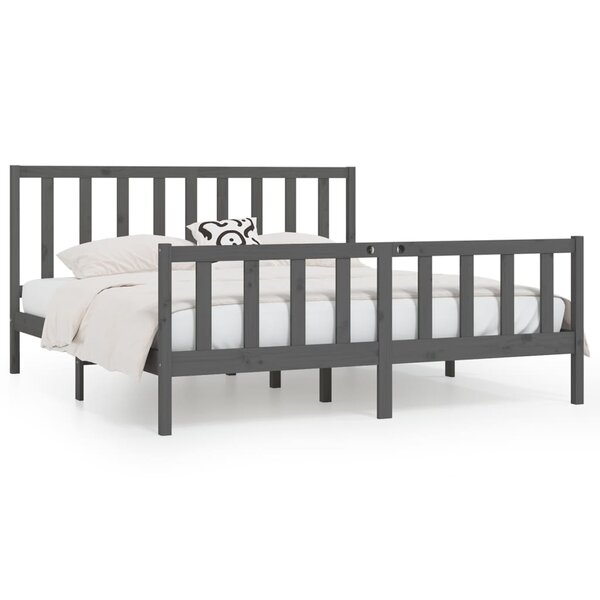 vidaXL Cadre de lit Gris Bois massif 200x200 cm