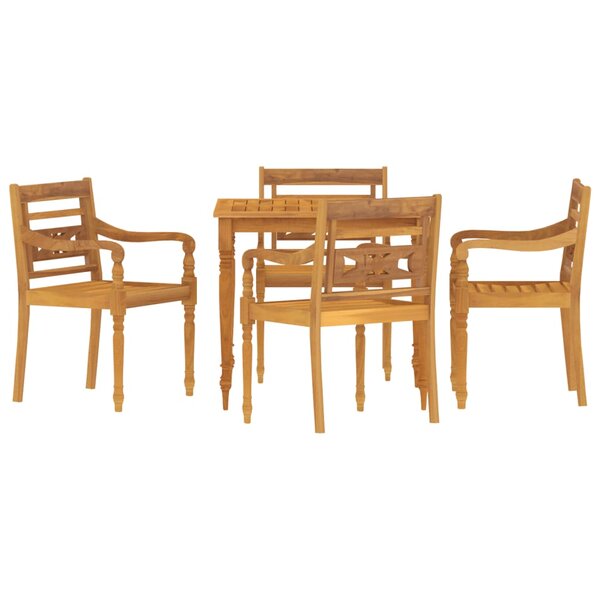 vidaXL Ensemble à manger de jardin 5 Pièces Bois de teck massif