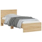 vidaXL Cadre de lit tête de lit et lumières LED chêne sonoma 75x190 cm