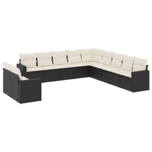 vidaXL Salon de jardin 11 Pièces avec coussins noir résine tressée