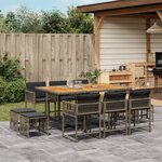 vidaXL Ensemble à manger de jardin 11Pièces avec coussins gris poly rotin