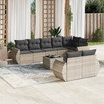 vidaXL Salon de jardin 9 Pièces avec coussins gris clair résine tressée