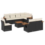 vidaXL Salon de jardin 9 Pièces avec coussins noir résine tressée