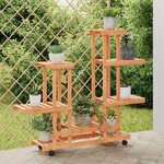 vidaXL Support à fleurs avec roues 95x25x101 cm bois massif de sapin