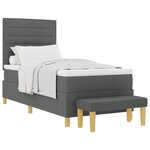 vidaXL Lit à ressorts avec matelas et banc gris foncé 100x200 cm en tissu