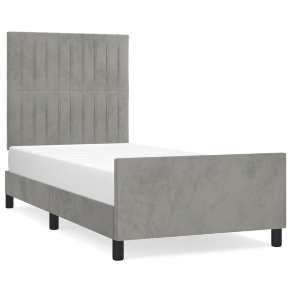 vidaXL Cadre de lit avec tête de lit Gris clair 90x190 cm Velours