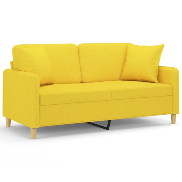 vidaXL Canapé 2 places avec oreillers jaune clair 140 cm tissu