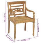 vidaXL Chaises Batavia lot de 2 et coussins beige Bois de teck massif