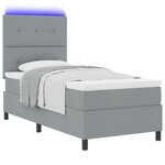 vidaXL Lit boxspring avec matelas & lumière LED gris 100x200 cm en tissu