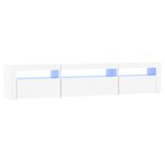 vidaXL Meuble TV avec lumières LED Blanc 195x35x40 cm