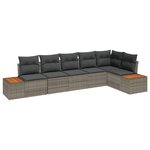 Ensemble de Canapé de Jardin 6 Pièces avec Coussins en Rattan Poly Gris Acacia