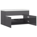 vidaXL Armoire d'évier et lavabo intégré Gris brillant Bois ingénierie