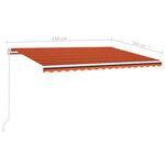 vidaXL Auvent manuel rétractable avec LED 450x300 cm Orange et marron