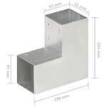vidaXL Connecteurs de poteau 4 Pièces Forme en L Métal galvanisé 91x91 mm