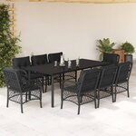 vidaXL Ensemble à manger de jardin 9Pièces coussins noir résine tressée