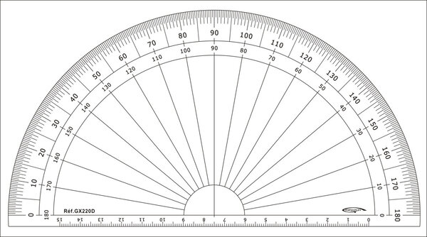Rapporteur 1/2 cercle degrés Ø 20 cm