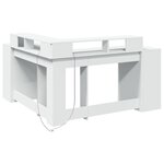 Bureau table poste de travail meuble d'ordinateur informatique étude avec lumières LED 152 x 152 x 91 cm bois d'ingénierie blanc 02_0023407