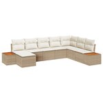 Ensemble de Canapé de Jardin 8 Pièces avec Coussins Beige en Rattan Poly