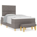 vidaXL Lit à Sommier à Ressorts avec Matelas & Banc Taupe 120x200 cm Tissu