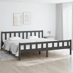 vidaXL Cadre de lit Gris Bois massif 180x200 cm Super King
