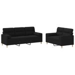 vidaXL Ensemble de canapés 2 Pièces avec coussins noir tissu