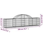 vidaXL Paniers à gabions arqués 30 Pièces 200x30x40/60 cm Fer galvanisé