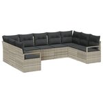 Set de canapé de jardin 9 pièces vidaXL avec coussins gris clair en rotin synthétique