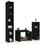 vidaXL Ensemble de meubles salle de bain 3 Pièces noir bois d'ingénierie