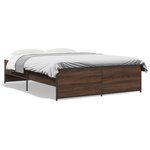 vidaXL Cadre de lit chêne marron 140x190 cm bois d'ingénierie et métal