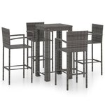 Jeu de bar de jardin 5 pièces avec accoudoirs résine tressée gris 02_0014485