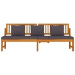 vidaxL Lit de jour avec coussin gris 200x60x75 cm Bois d'acacia solide
