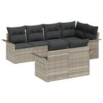 vidaXL Ensemble de Canapés de Jardin 7 Pièces avec Coussins Gris Clair Ratan Synthétique