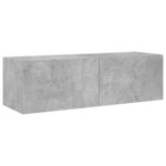 vidaXL Meuble TV muraux 3 Pièces avec lumières LED gris béton