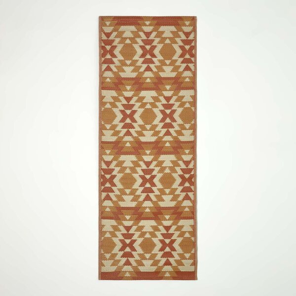 Tapis extérieur terrasse réversible - Tapis de jardin imperméable et résistant UV - Anya - Orange - 75x200 cm - HOMESCAPES