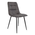 2 chaises de salle à manger en microfibre gris avec pieds noirs