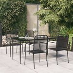 vidaXL Ensemble à manger de jardin 5 Pièces Noir Corde de coton et acier