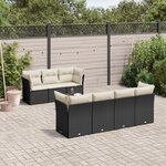 vidaXL Salon de jardin 8 Pièces avec coussins noir résine tressée