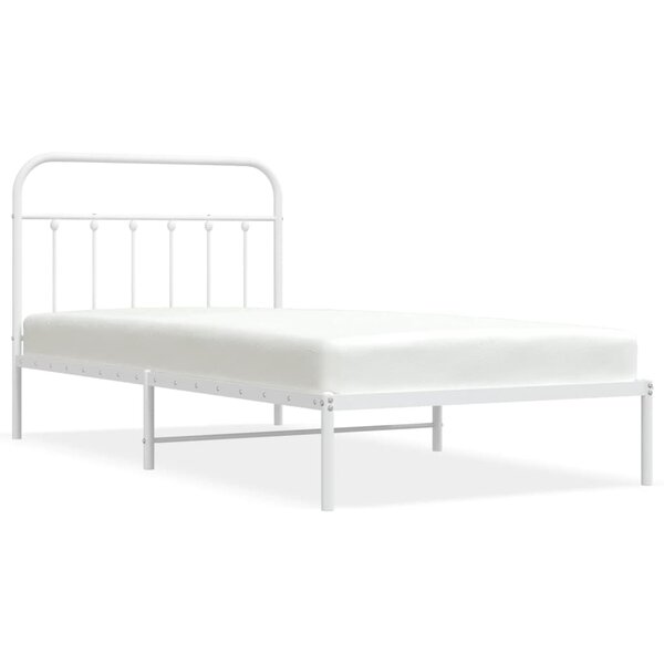 vidaXL Cadre de lit métal avec tête de lit blanc 100x200 cm