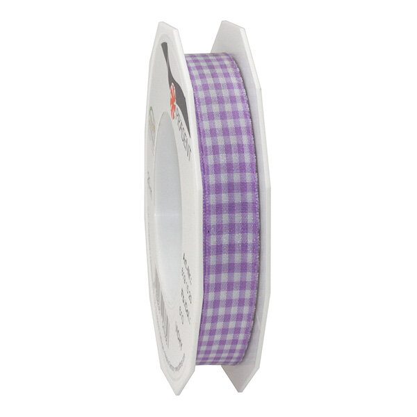 Ruban textile carreau de vichy 20-m-rouleau 15 mm  lavande/blanc